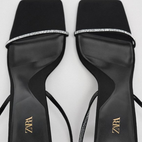 Zara Heeled sandals with Rhinestone Straps Women's Size 6 1/2 NWT - Picture 6 of 8